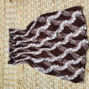 Brown and White Strapless Dress